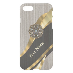 Personalized pretty modern faux wood iPhone SE/8/7 case