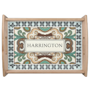Personalized Pretty Mosaic Tile Pattern Serving Tray