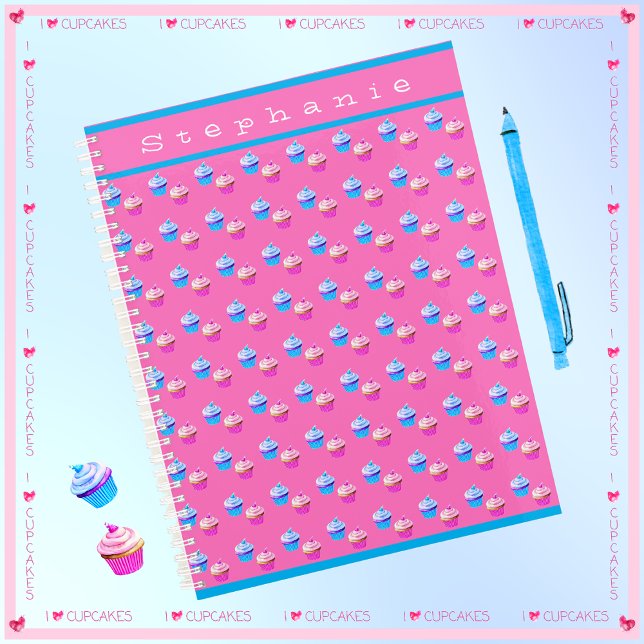 Personalized Pretty Pink and Blue Cupcake Planner (Creator Uploaded)