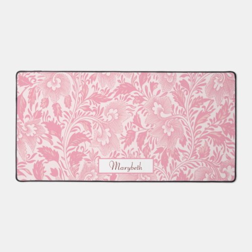 Personalized Pretty Pink Boho Floral Desk Mat