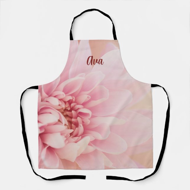 Personalized Pretty Pink Dahlia Apron (Front)