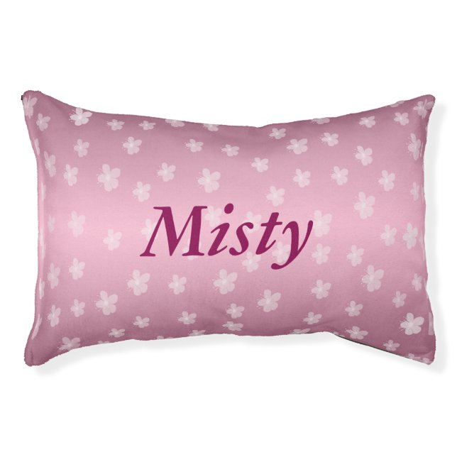 Personalized Pretty Pink Floral Dog Bed (Front)