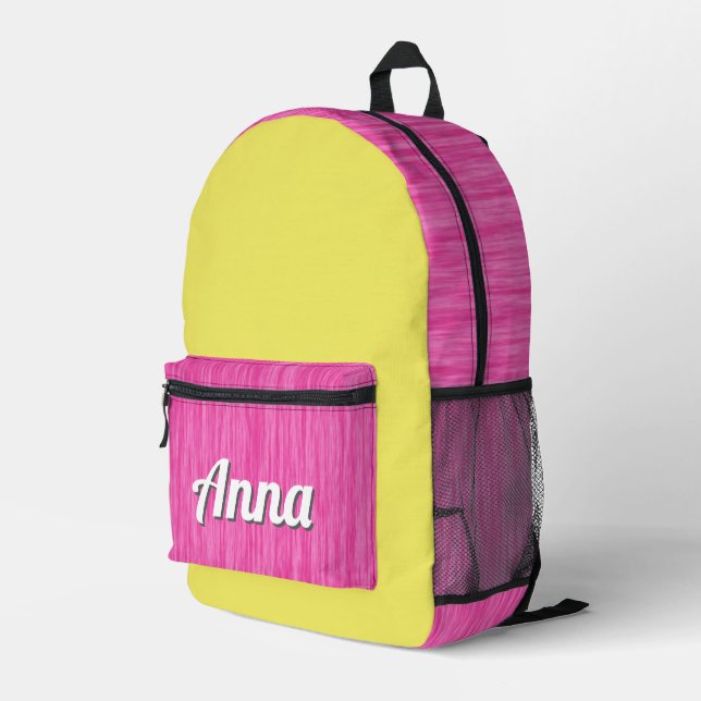 Personalized Pretty Pink Patterned Modern Girly Printed Backpack (Back Corner Right)