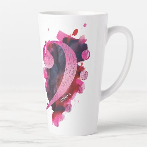Personalized Pretty Pink Piano Grand Staff Music Latte Mug