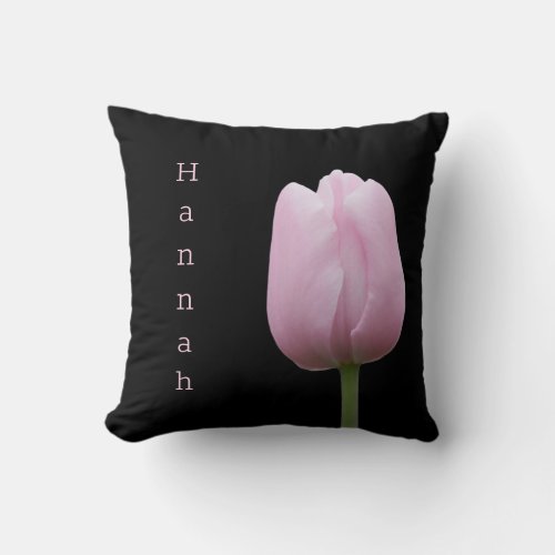 Personalized Pretty Pink Tulip Throw Pillow