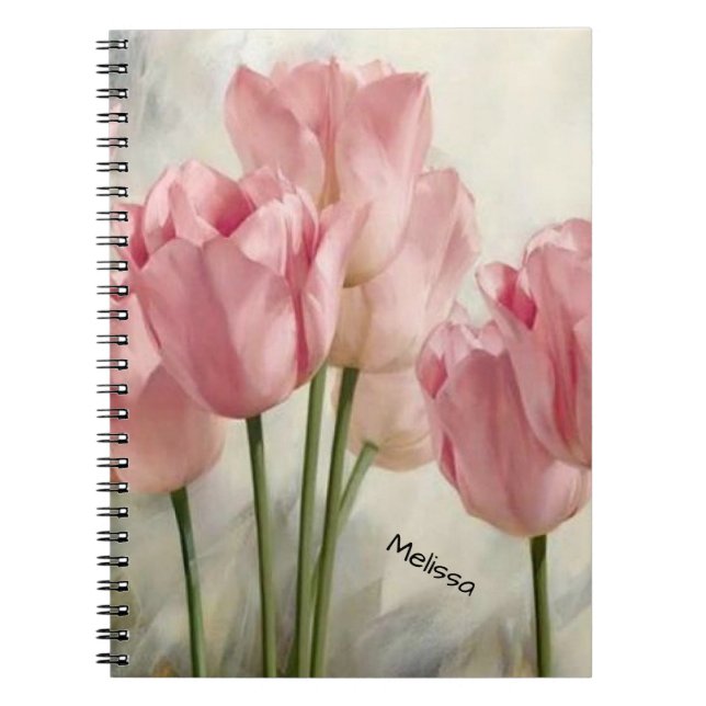 Personalized Pretty Pink Tulips Notebook (Front)