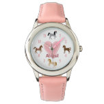 Personalized Pretty Ponies And Pink Heart Horse Watch at Zazzle