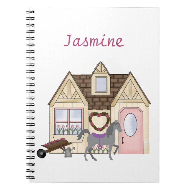 Personalized Pretty Ponies House Horse Notebook (Front)