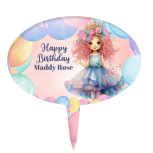 Personalized Pretty Princess Birthday Cake Topper