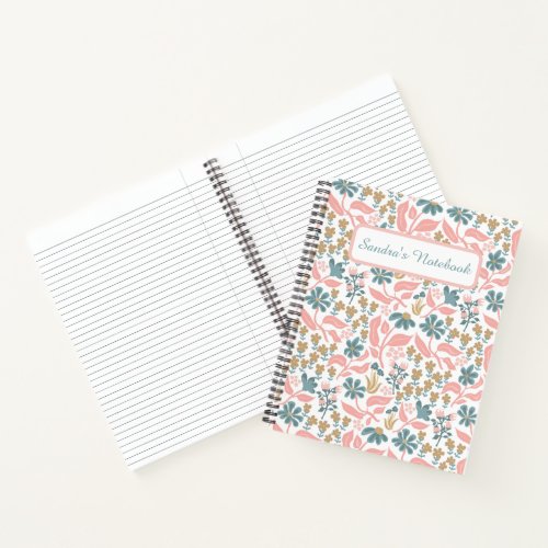 Personalized pretty spring flower notebook