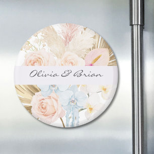 Personalized Pretty Tropical Flower Bouquet Floral Magnet