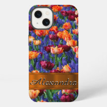Personalized pretty tulip flower field
