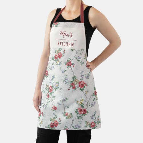 Personalized Pretty Vintage Coral Girly Roses Apron