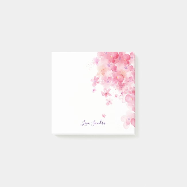 Personalized// Pretty Watercolor Flowers Post-it Notes