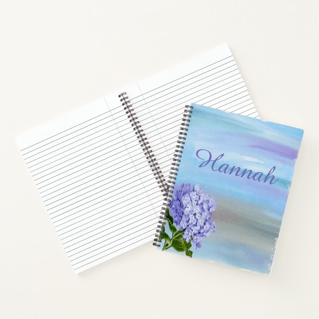 Personalized Pretty Watercolor Hydrangea Notebook (Inside)