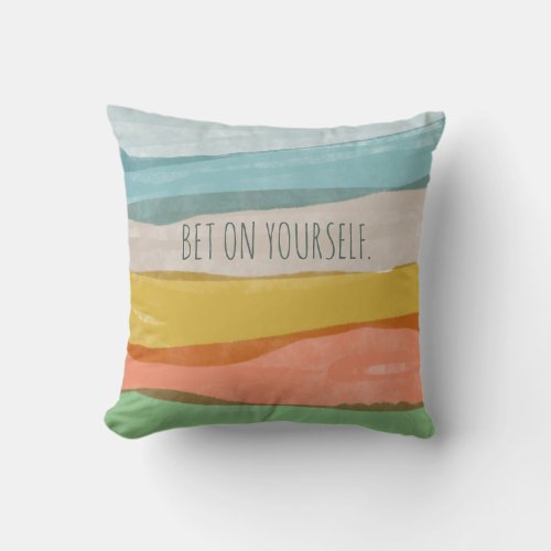 Personalized Pretty Watercolor Stripe Throw Pillow