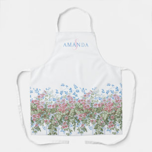 Personalized Pretty Watercolor Wildflower Border Apron