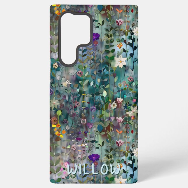 Personalized Pretty Wildflower Boho Pattern Samsung Galaxy Case (Back)