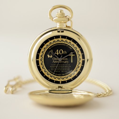 Personalized Priest 40th Anniversary Ordination Pocket Watch