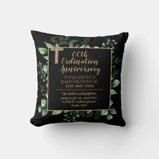 Personalized Priest Ordination Anniversary Pillow (Front)