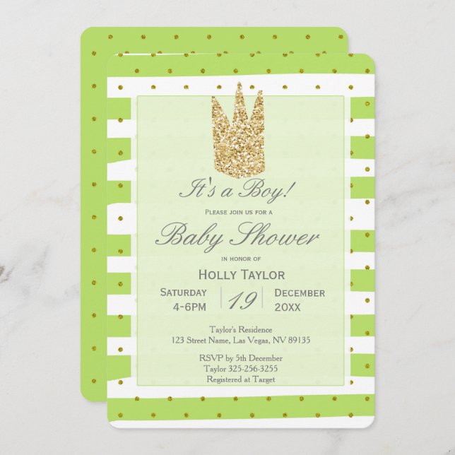 Personalized Prince Baby Shower Invitation (Front/Back)