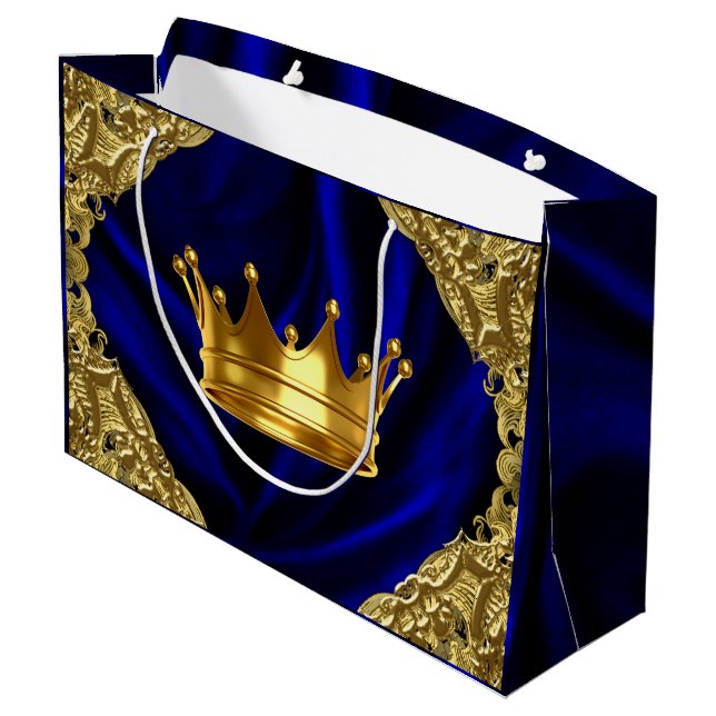 Personalized Prince Baby Shower Large Gift Bag (Back Angled)