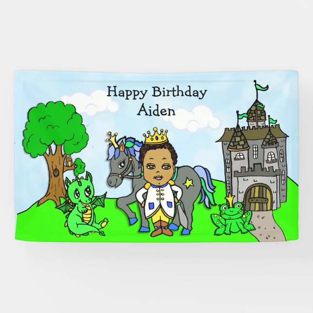 Personalized Prince Birthday Banner (Horizontal)