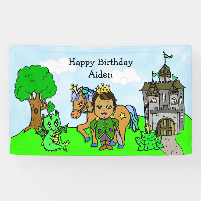 Personalized  Prince Birthday Banner (Horizontal)