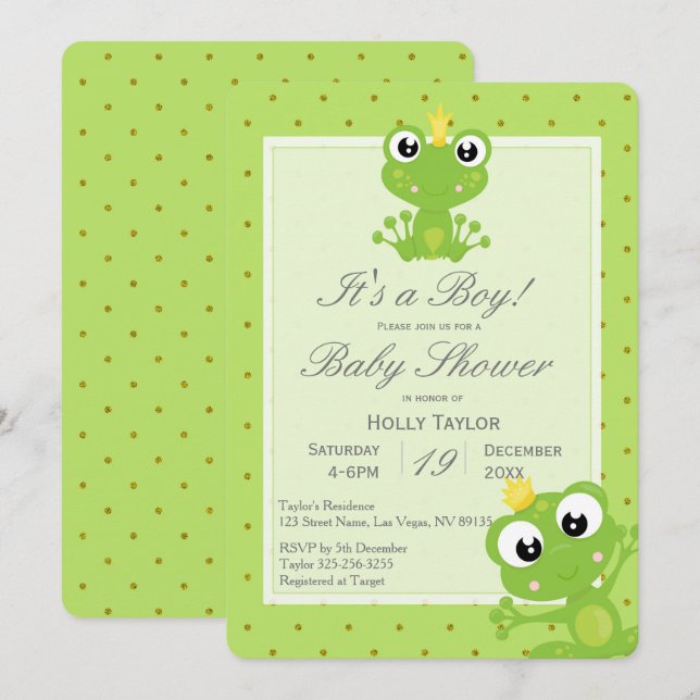 Personalized Prince Frog Baby Shower Invitation (Front/Back)