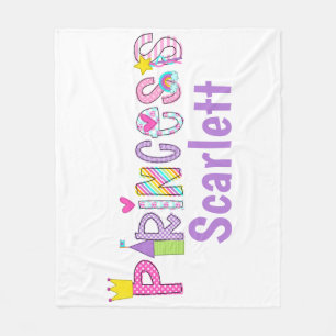 Personalized Princess Alphabet Crown Castle Wand  Fleece Blanket