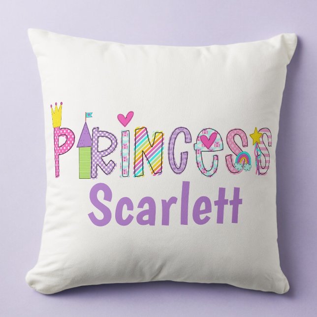 Personalized Princess Alphabet Crown Castle Wand  Throw Pillow (Creator Uploaded)