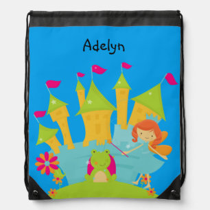 Personalized Princess and Castle Drawstring Bag
