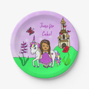 Personalized Princess and Unicorn Castle Birthday Paper Plates