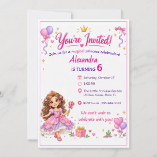 Personalized Princess Birthday Invitation for Girl