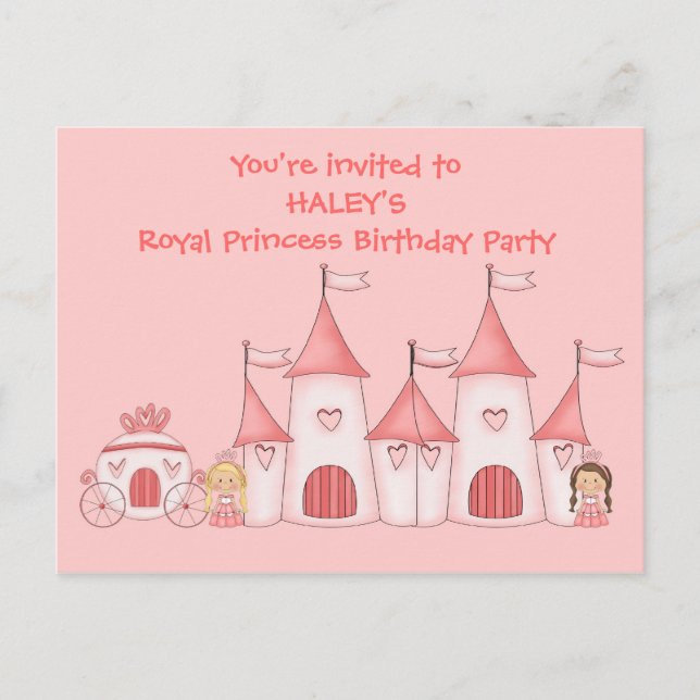 Personalized Princess birthday party invitations (Front)