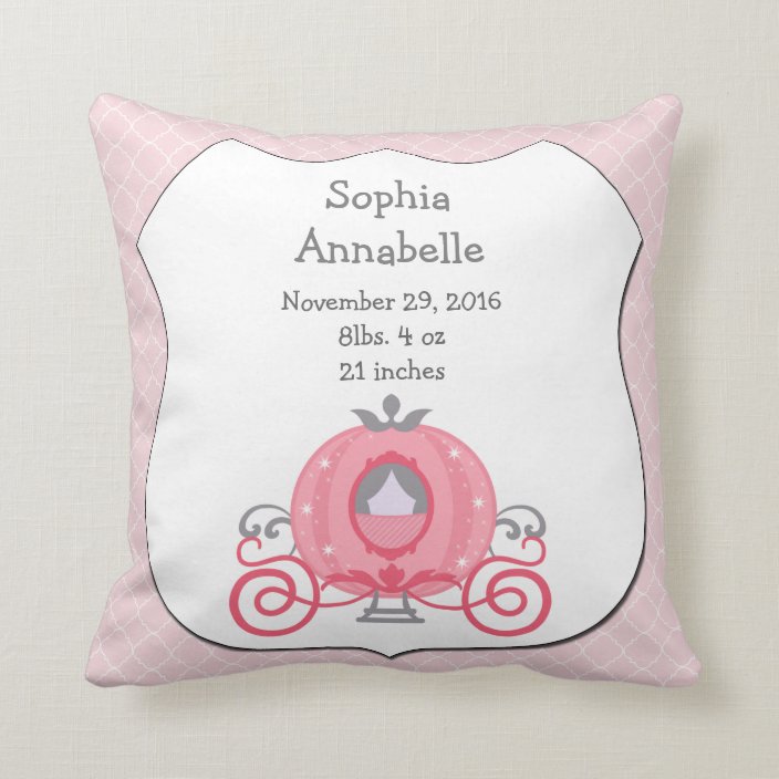 Personalized Princess Carriage Baby Girl Pillow
