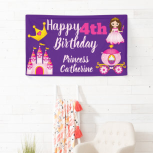 Personalized Princess Castle Girls Happy Birthday Banner