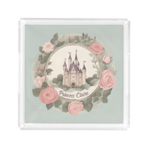 Personalized Princess Castle Wreath Acrylic Tray