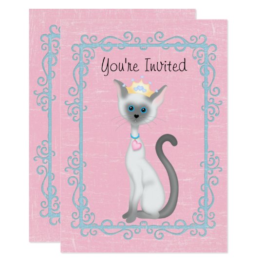 personalized princess cat pink birthday invitation personalized princess birthday invitations