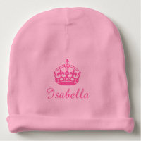 Personalized princess crown girls baby beanie hat