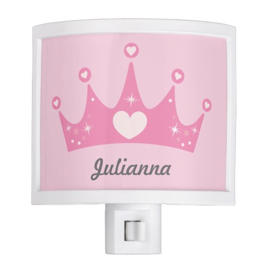 Personalized Princess Crown Night Light / Pink (Front)