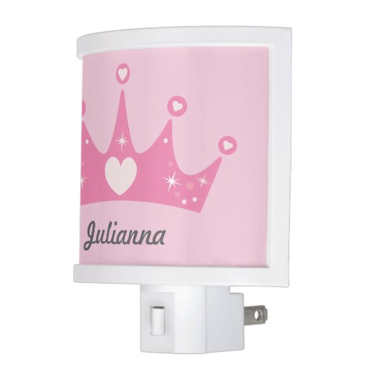 Personalized Princess Crown Night Light / Pink (Left)