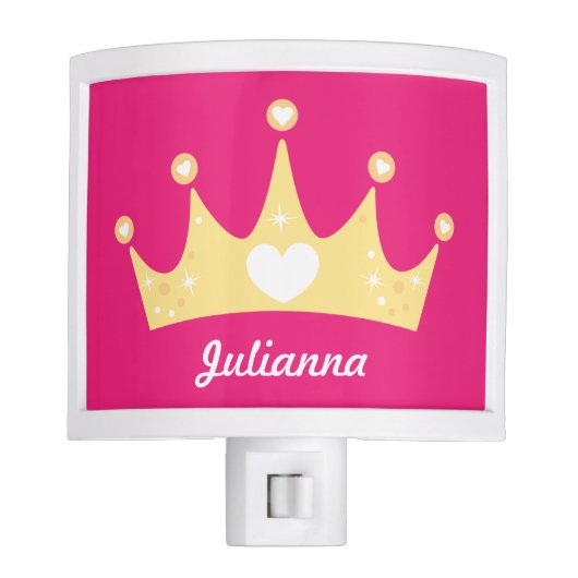 Personalized Princess Crown Night Light / Yellow (Front)