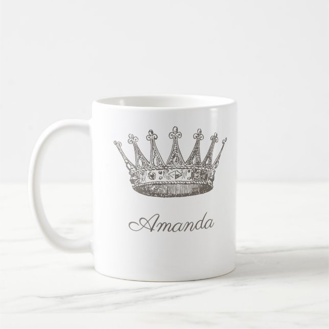 Personalized Princess Crown Tiara Coffee Mug (Left)