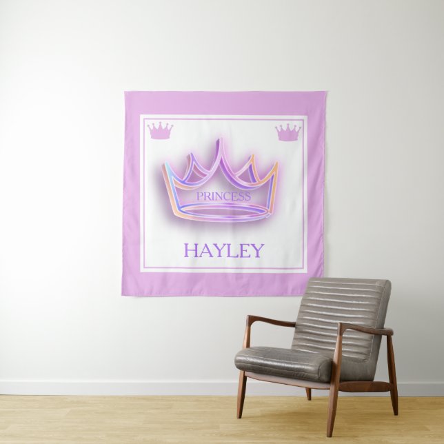 Personalized Princess Crown Wall  Tapestry (In Situ)