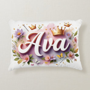 Personalized  Princess Floral Name  Accent Pillow