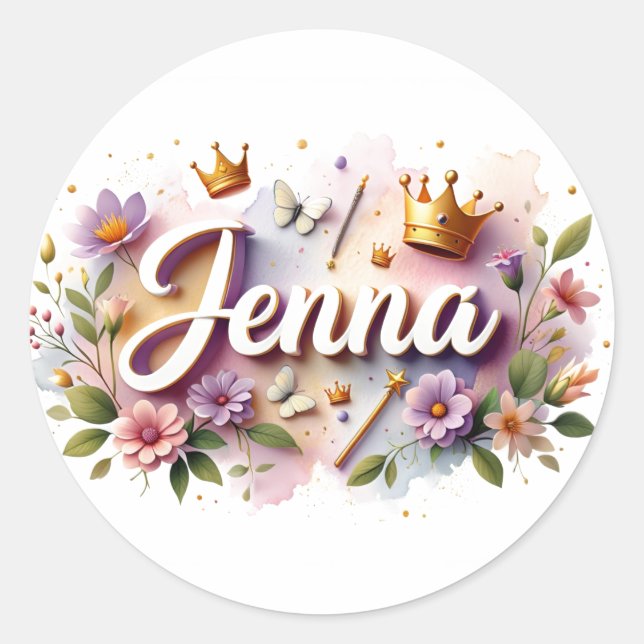 Personalized  Princess Floral Name Stickers  (Front)