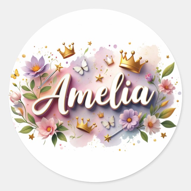 Personalized  Princess Floral Name Stickers  (Front)