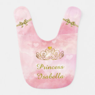 Personalised Girls Princess Baby Bib Any Name Embroidered Little Prince