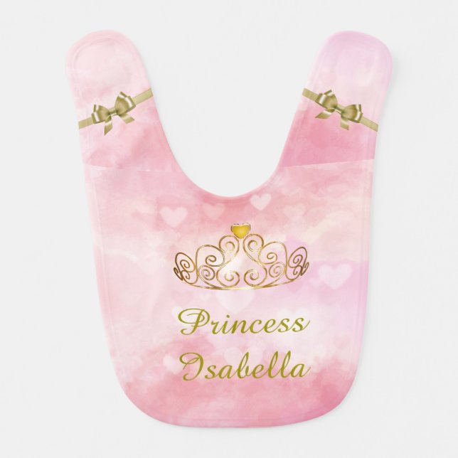 Personalized Princess Isabella Bib, Add Your Name Bib (Front)
